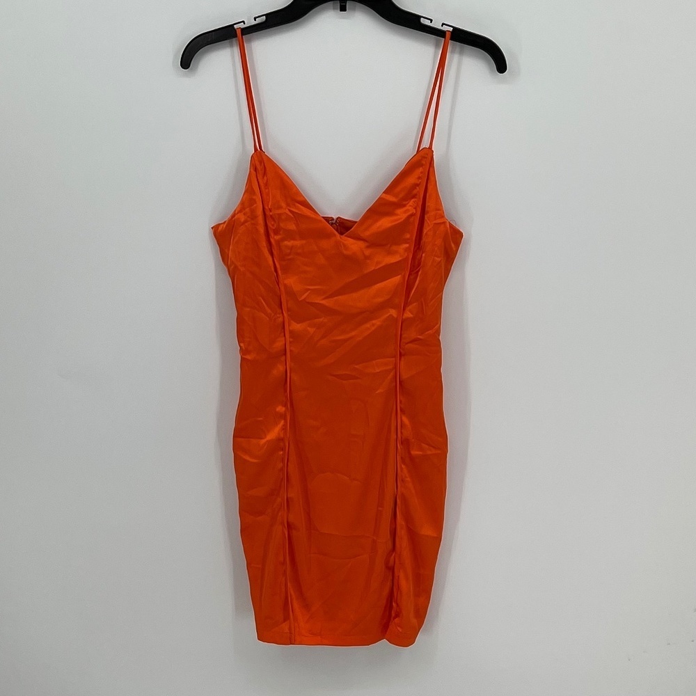 FASHION NOVA Orange Julia Satin Mini Dress